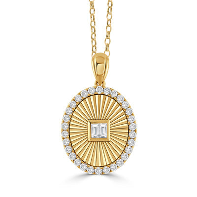 18K YELLOW GOLD AND DIAMOND OVAL PENDANT