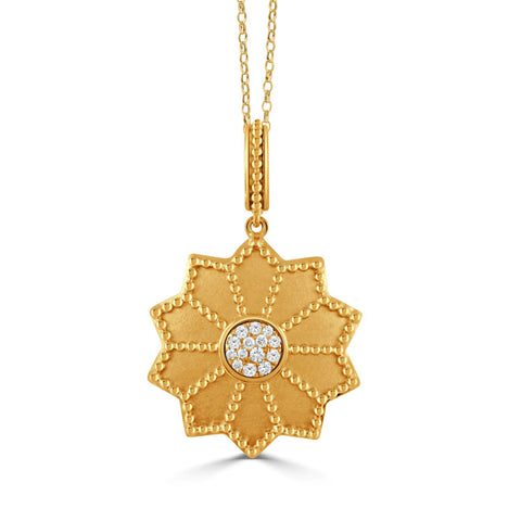 18K YELLOW GOLD DIAMOND PENDANT IN SATIN FINISH