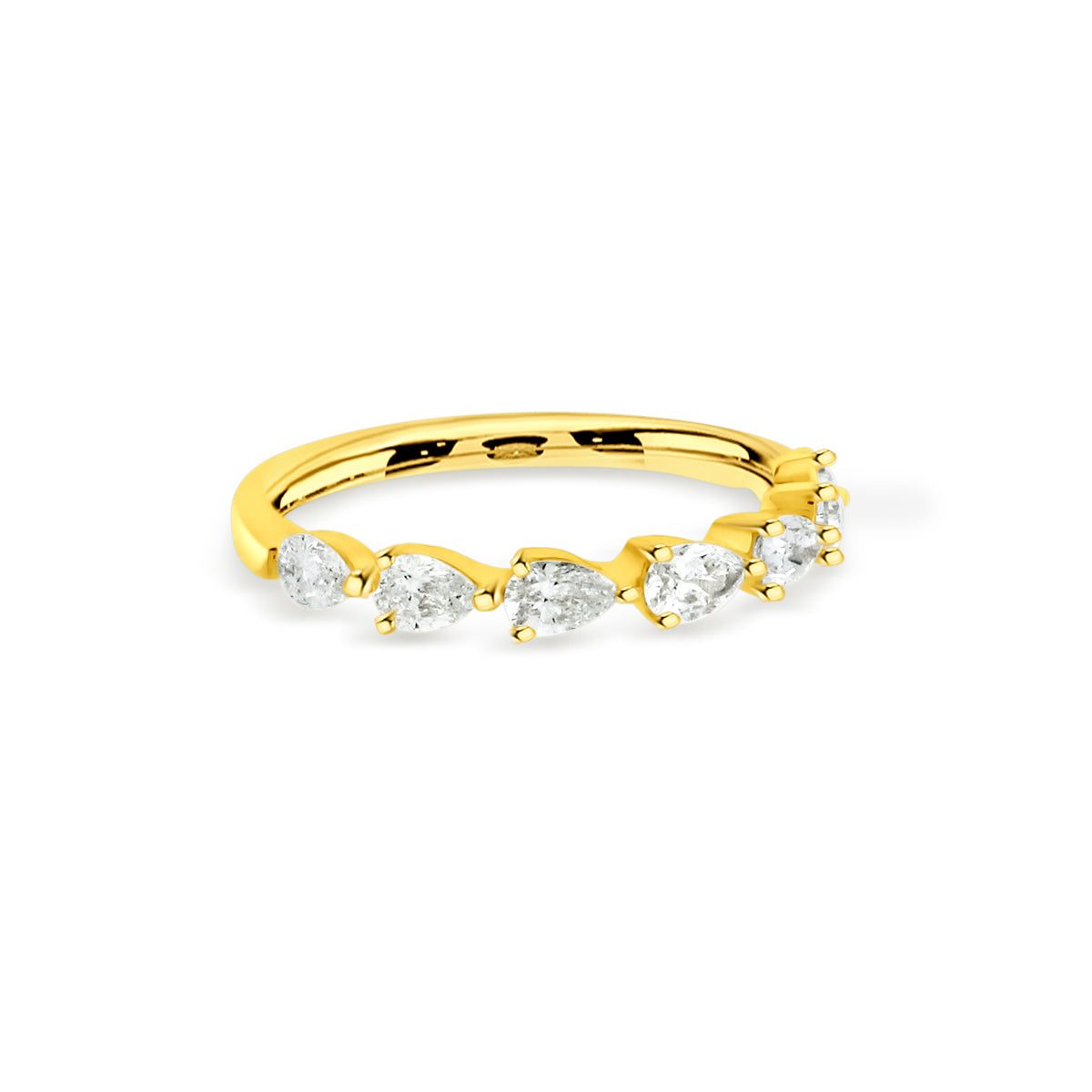 18K YELLOW GOLD PEAR SHAPE DIAMOND BAND