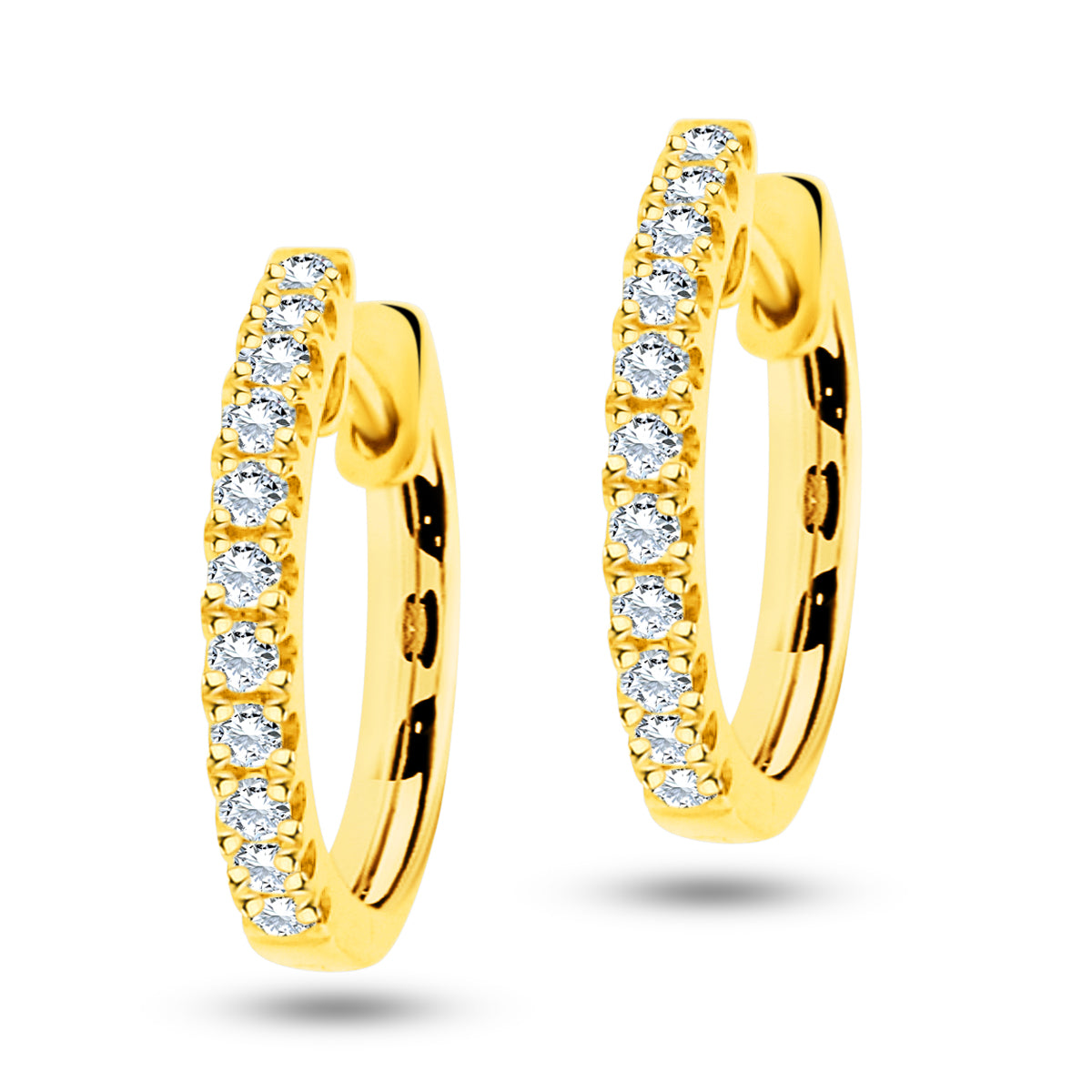 18K YELLOW GOLD DIAMOND HOOPS .29CT