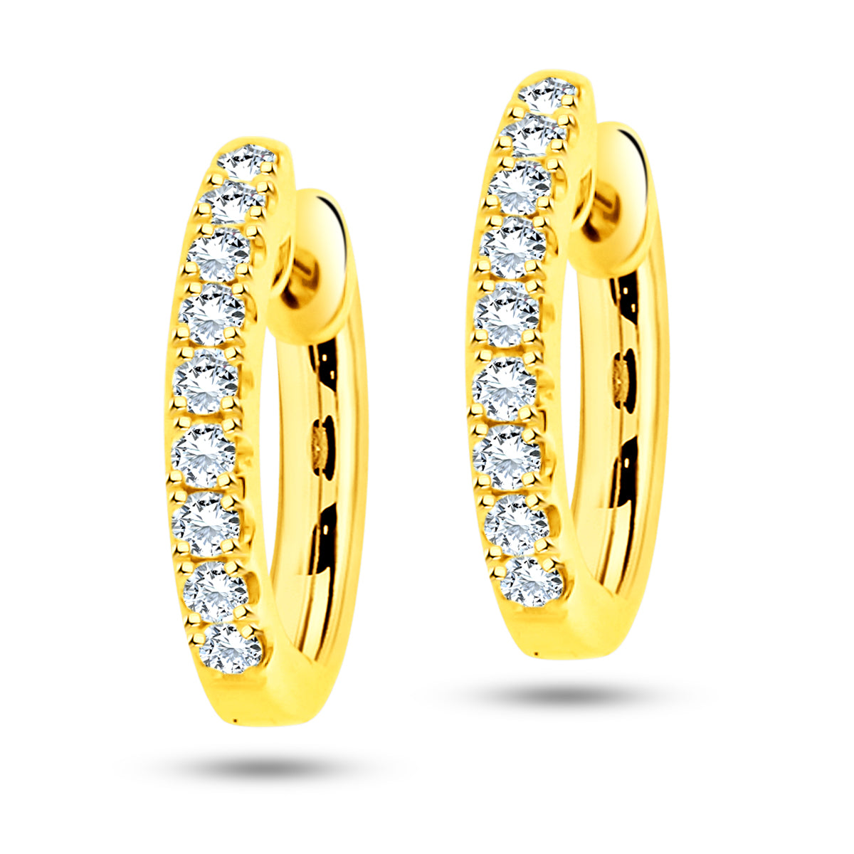 18K YELLOW GOLD DIAMOND HUGGIES