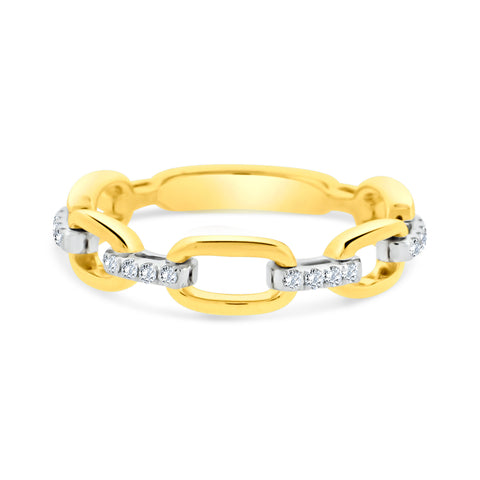 18K TWO-TONE DIAMOND LINK BAND .10CT