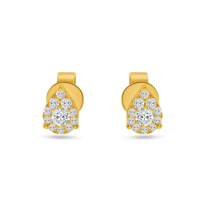 18K YELLOW GOLD PEAR SHAPE DIAMOND BOUQUET STUDS