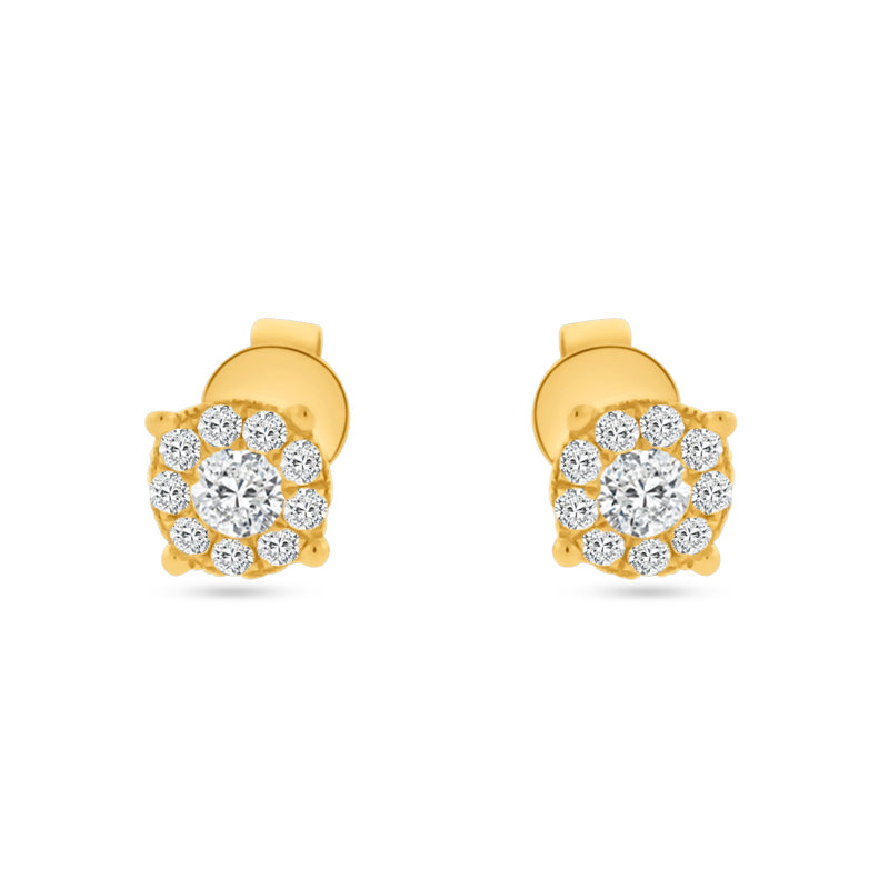 18K YELLOW GOLD DIAMOND HALO STUDS