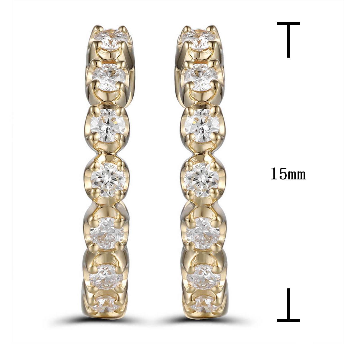 18K YELLOW SCALLOPED DIAMOND HOOPS