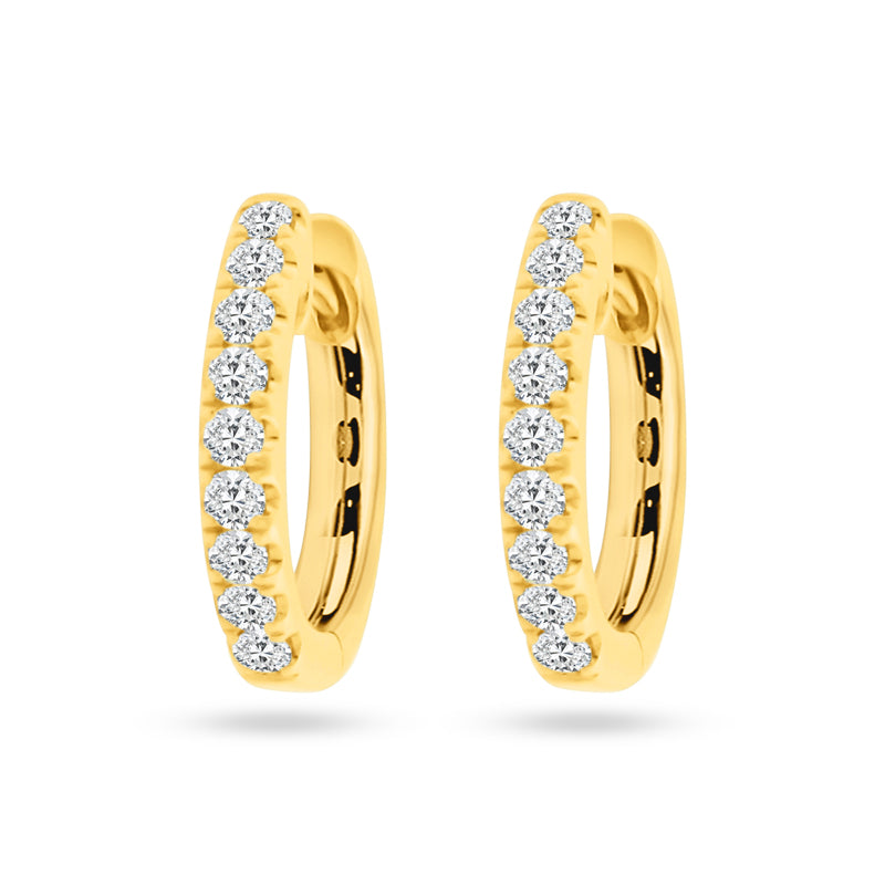 18K YELLOW GOLD DIAMOND HOOPS