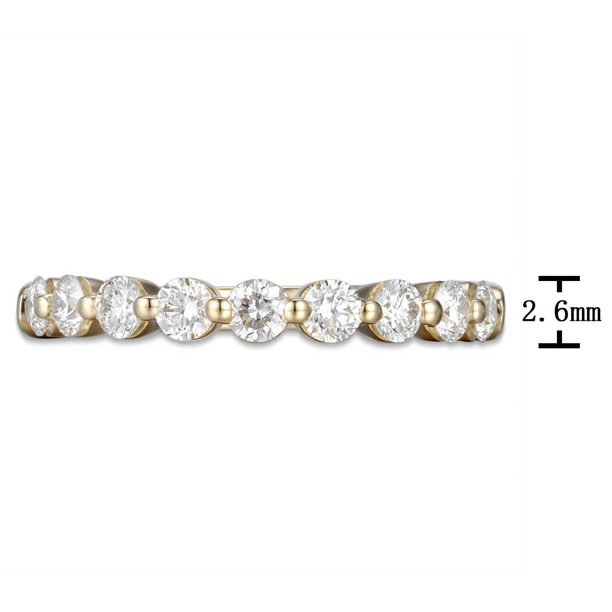 18K YELLOW GOLD SHARED PRONG DIAMOND BAND