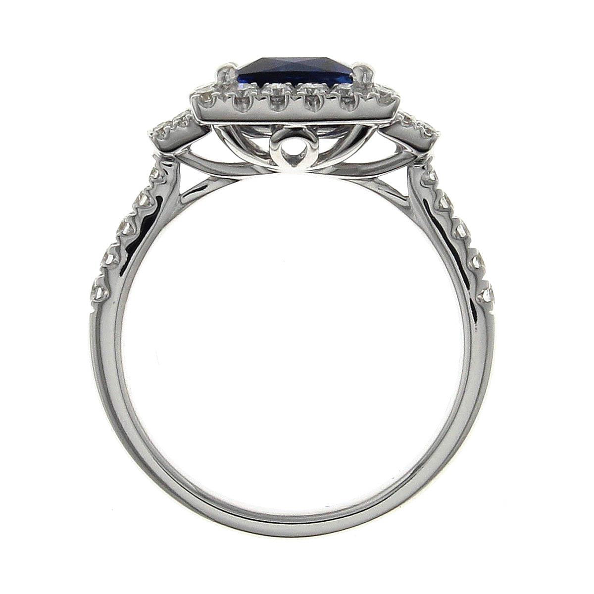 18K WHITE GOLD SAPPHIRE AND DIAMOND RING