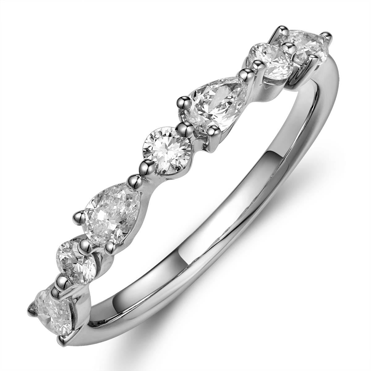 18K WHITE GOLD MIXED CUT DIAMOND BAND