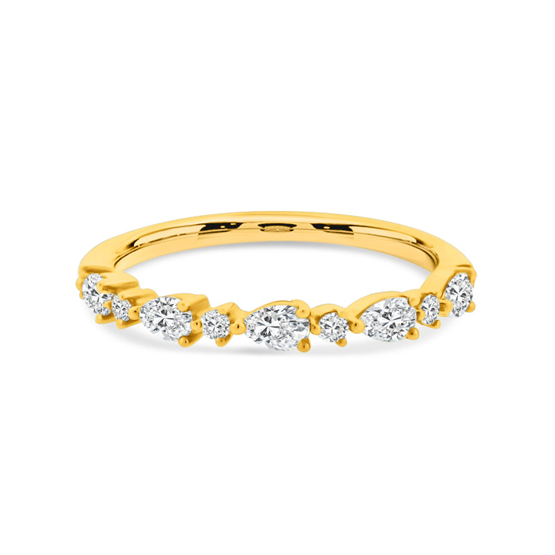 18K YELLOW GOLD MIXED CUT DIAMOND BAND