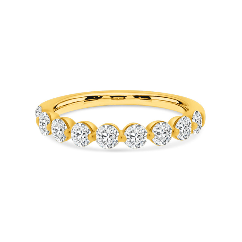 18K YELLOW GOLD SHARED PRONG DIAMOND BAND