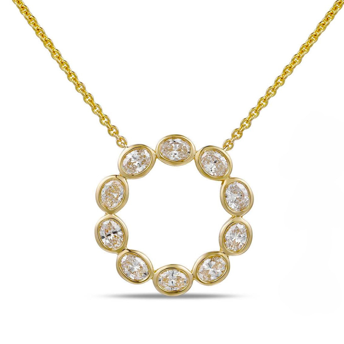 PRIVE' 18K YELLOW GOLD DIAMOND CIRCLE PENDANT NECKLACE