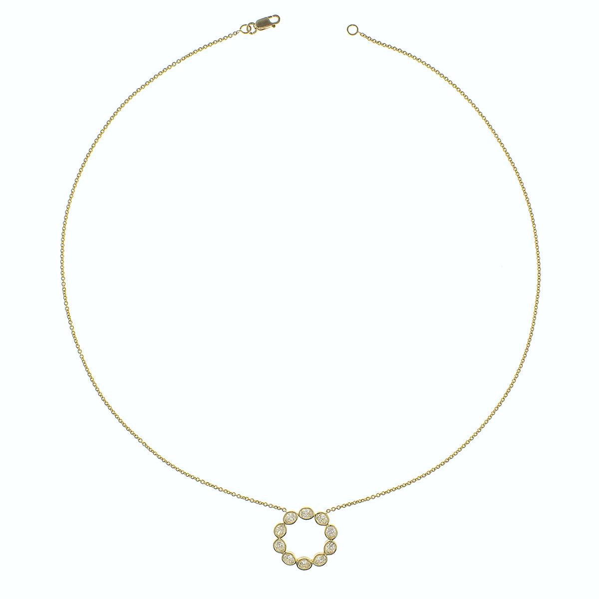 PRIVE' 18K YELLOW GOLD DIAMOND CIRCLE PENDANT NECKLACE