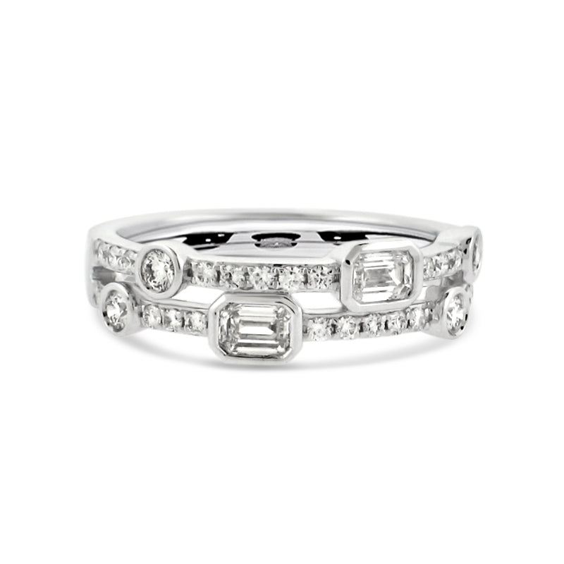 PRIVE' 18K WHITE GOLD DOUBLE ROW DIAMOND BAND