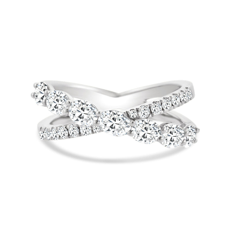 PRIVE' 18K WHITE GOLD DIAMOND CRISS CROSS RING