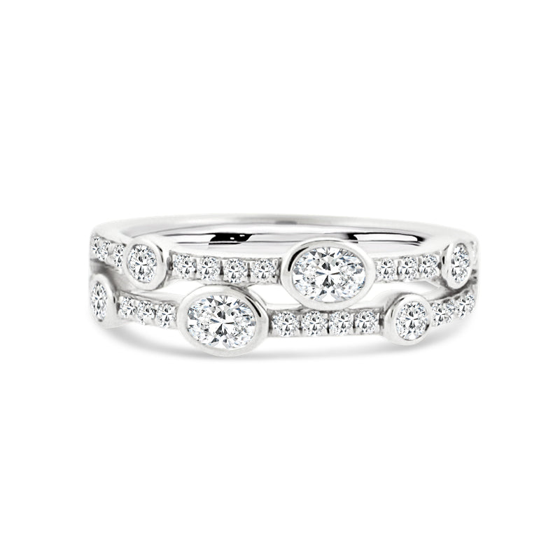 PRIVE' 18K WHITE GOLD DOUBLE ROW DIAMOND BAND