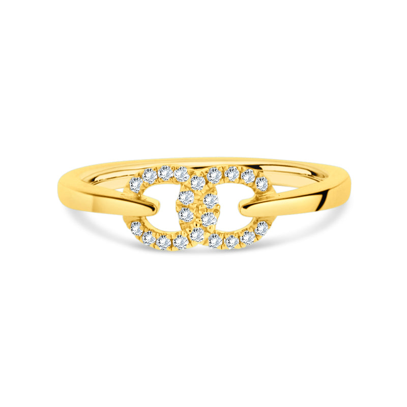 PRIVE' 18K YELLOW GOLD INTERLOCKING CIRCLES DIAMOND RING