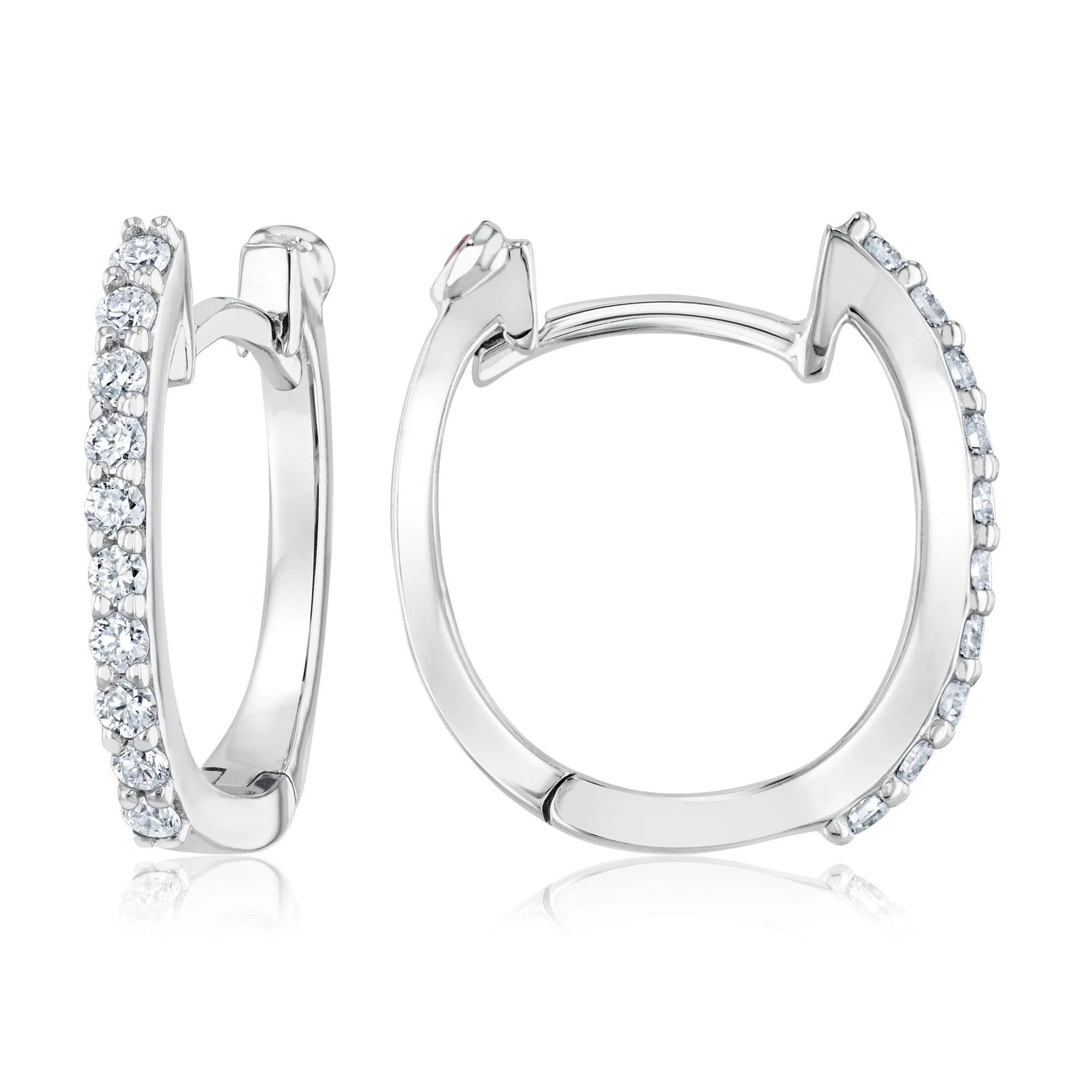 18K WHITE GOLD PAVE DIAMOND HUGGY EARRINGS