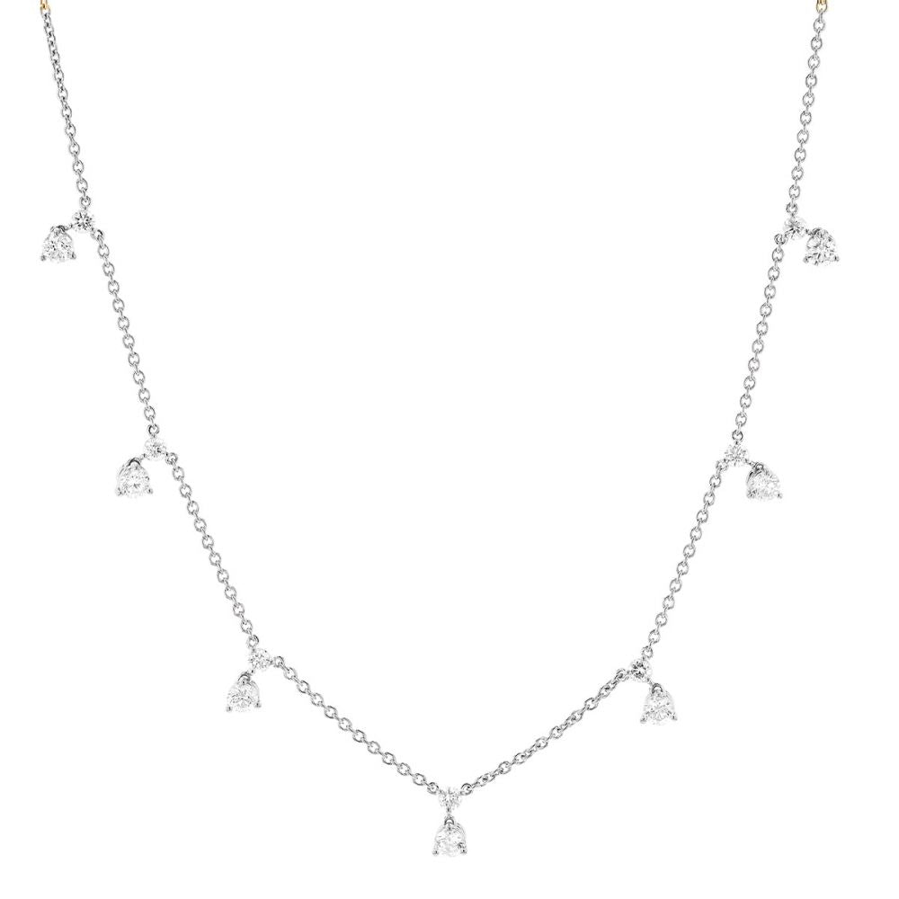 18K WHITE GOLD DIAMONDS BY THE INCH DANGLING 7 STATION NECKLACE