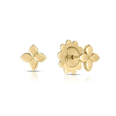 18K YELLOW GOLD LOVE IN VERONA FLOWER STUDS