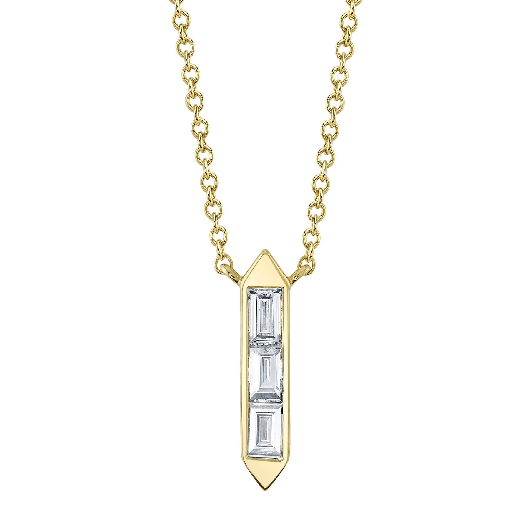 14K YELLOW GOLD BAGUETTE DIAMOND NECKLACE