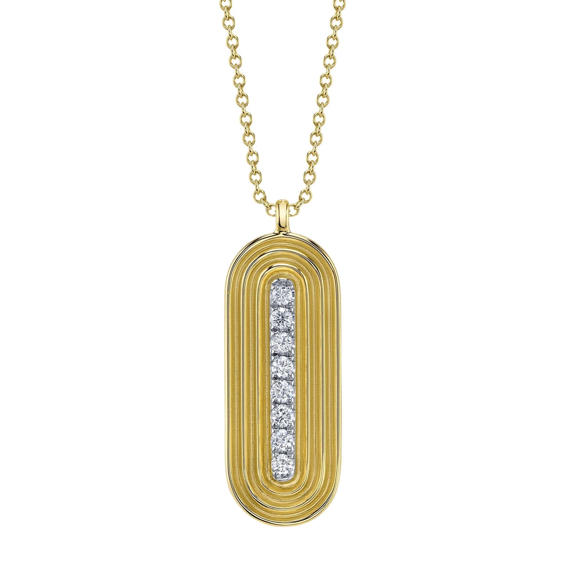 14K YELLOW GOLD DIAMOND BAR NECKLACE