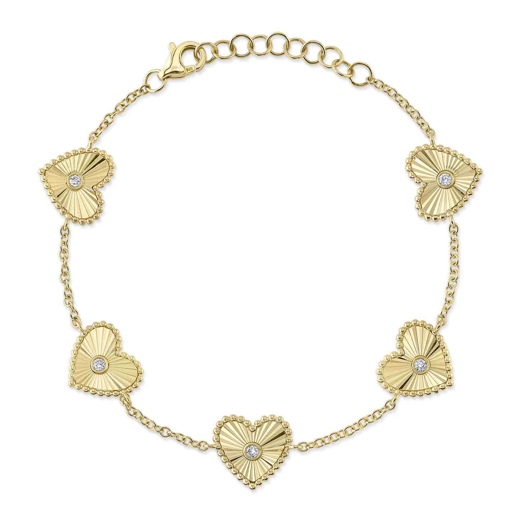 14K YELLOW DIAMOND HEART BRACELET