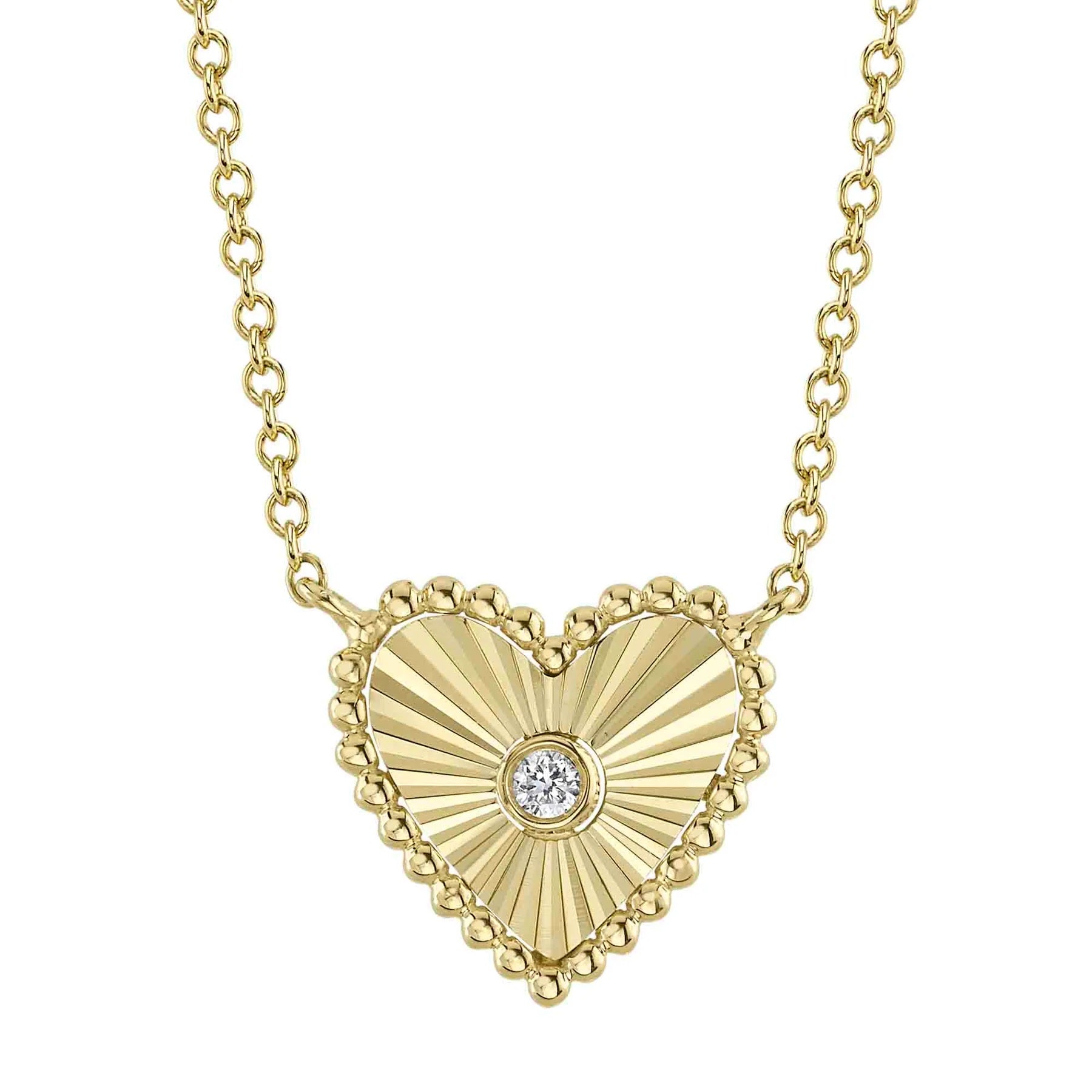 14K YELLOW GOLD DIAMOND HEART NECKLACE