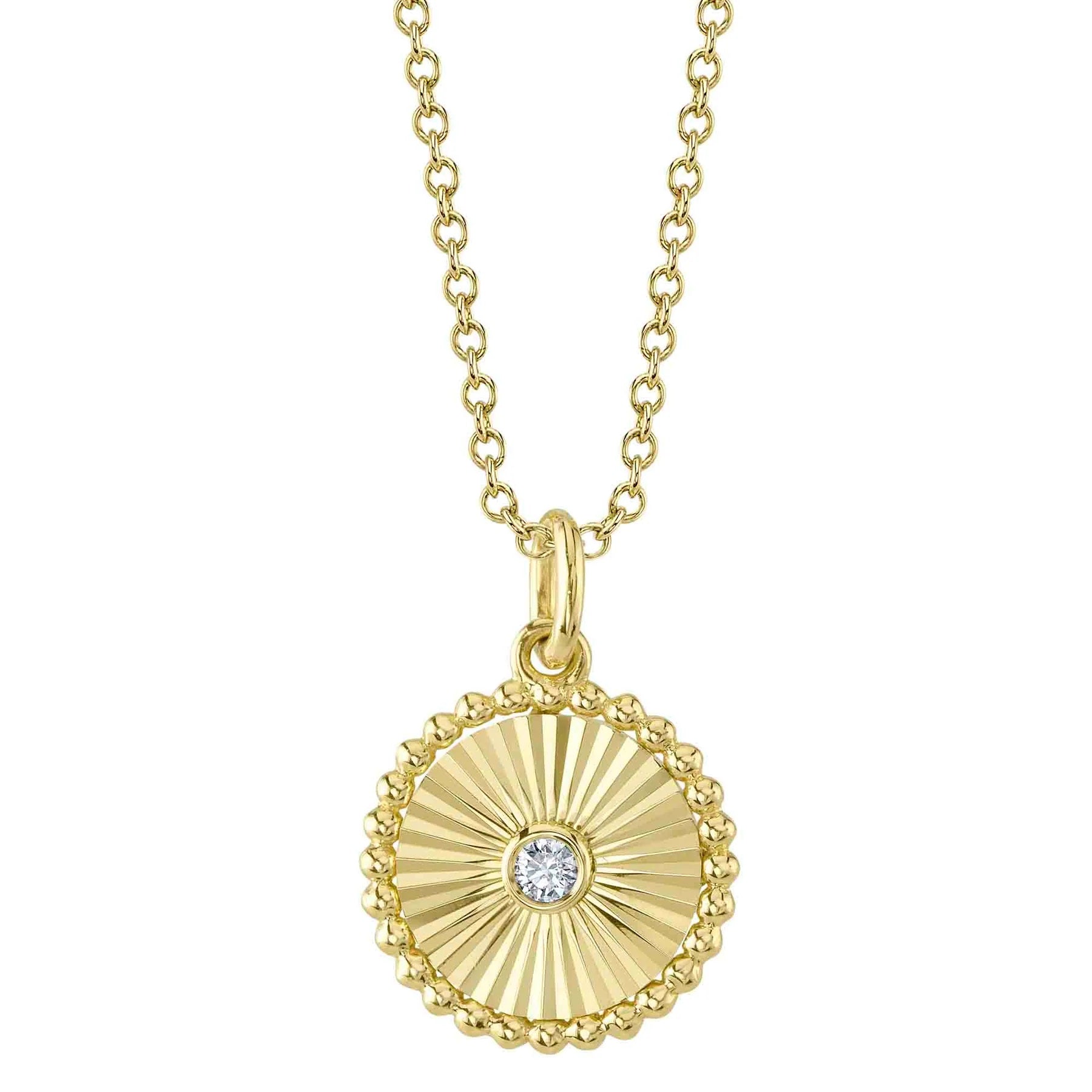 14K YELLOW GOLD DIAMOND BEZEL CIRCLE NECKLACE