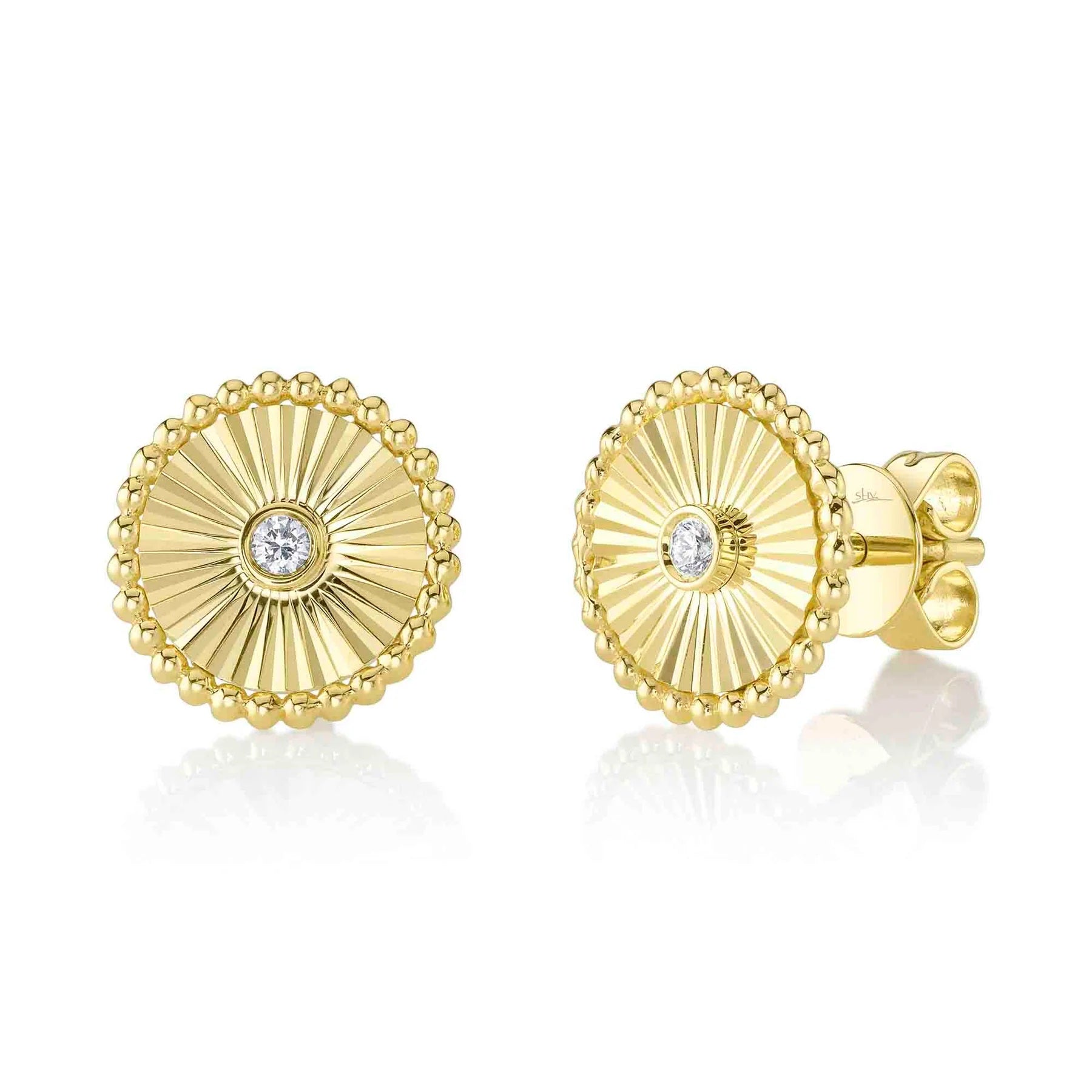 14K YELLOW GOLD DIAMOND CIRCLE EARRINGS