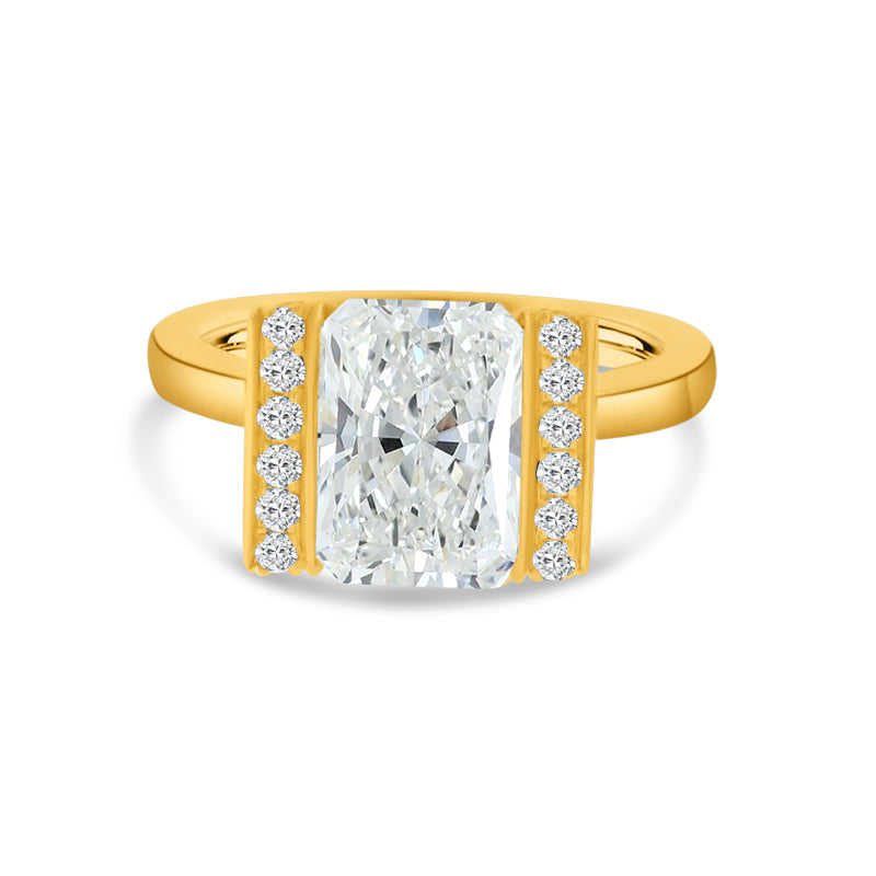 3.00CT RADIANT CUT LABGROWN DIAMOND RING IN 18K YELLOW GOLD