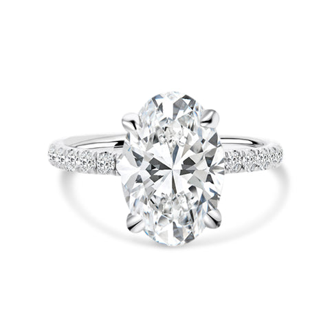 PRIVE' 18K WHITE GOLD LAB GROWN OVAL SHAPE DIAMOND ENGAGEMENT RING