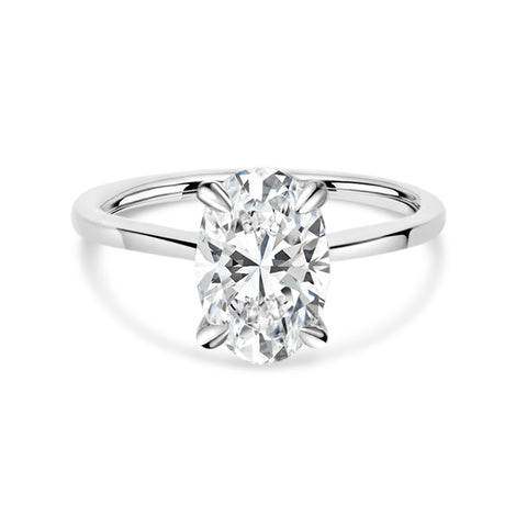 PRIVE' 18K WHITE GOLD LAB GROWN OVAL SHAPE DIAMOND ENGAGEMENT RING