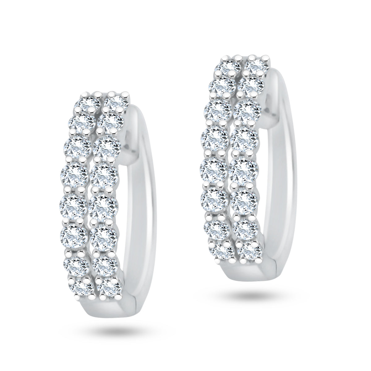 18KW DOUBLE ROW DIAMOND HOOPS .75CT