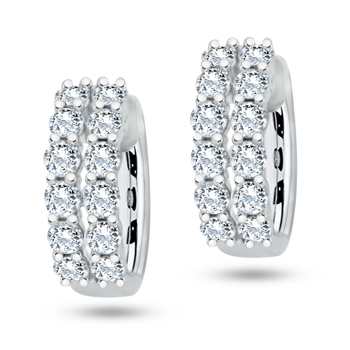 18KW DOUBLE ROW DIAMOND HOOPS 1.46CT