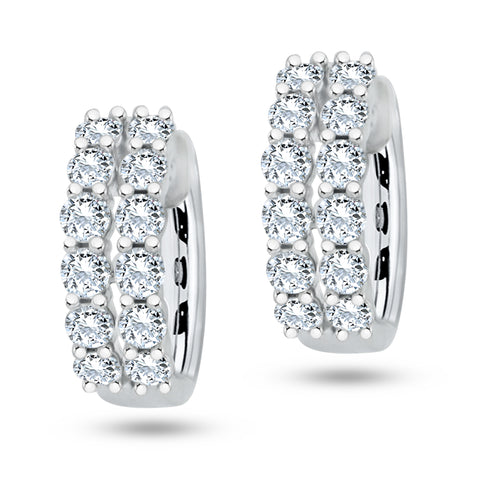 18KW DOUBLE ROW DIAMOND HOOPS 1.46CT