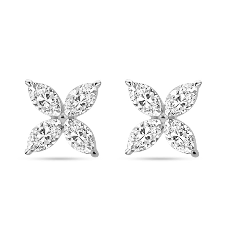 PRIVE' 18K WHITE GOLD DIAMOND STARBURST STUD EARRINGS