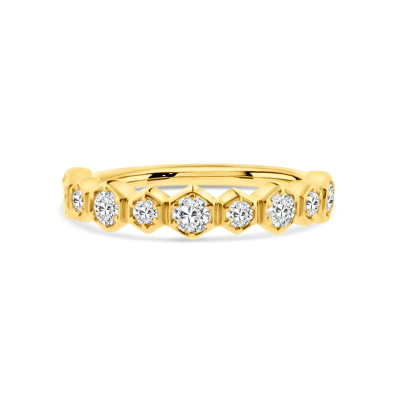 PRIVE' 18K YELLOW GOLD DIAMOND HONEYCOMB BAND