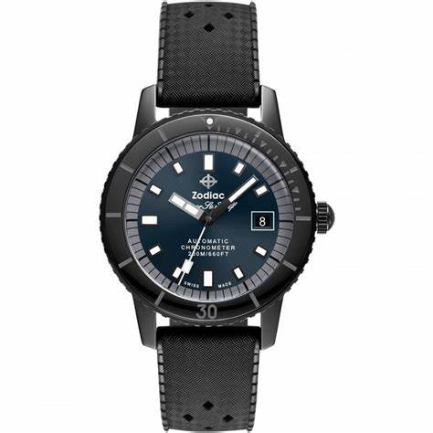 SUPER SEA WOLF CERAMIC COMPRESSION DIVER AUTOMATIC RUBBER STRAP WATCH