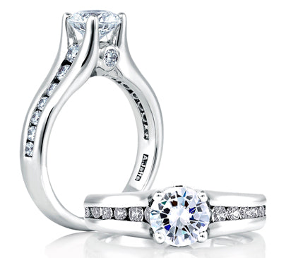 A.JAFFE CLASSICS CLASSIC CHANNEL SET WITH DIAMOND BEZELED PROFILE ENGAGEMENT RING 0.59