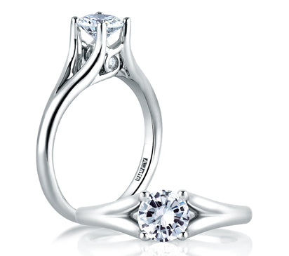 A.JAFFE CLASSICS SPLIT SHANK MODERN WITH DIAMOND LOOP SET PROFILE ENGAGEMENT RING 0.03