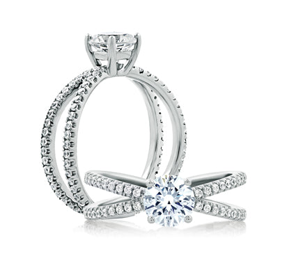 A.JAFFE METROPOLITAN DELICATE SPLIT SHANK WITH ROUND CENTER ENGAGEMENT RING 0.23             (not i