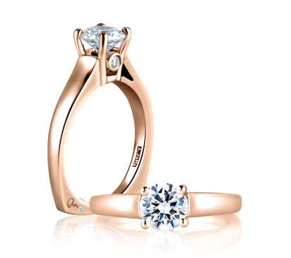 A.JAFFE CLASSICS CATHEDRAL SOLITAIRE WITH BEZEL SET PROFILE DIAMOND ENGAGEMENT RING 0.04