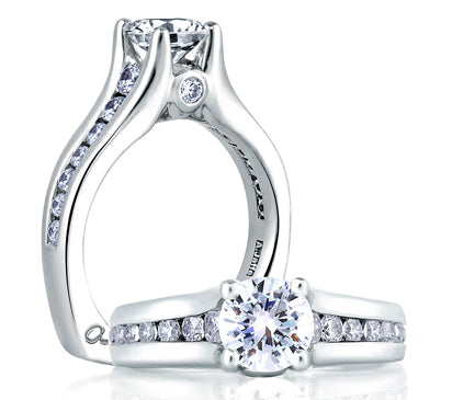 A.JAFFE CLASSICS CATHEDRAL CHANNEL SET WITH DIAMOND BEZEL PROFILE ENGAGEMENT RING 0.59