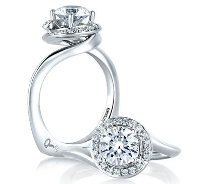 A.JAFFE METROPOLITAN ENGAGEMENT RING WITH A SWIRL AND HALO LOOK 0.14             (not including cen