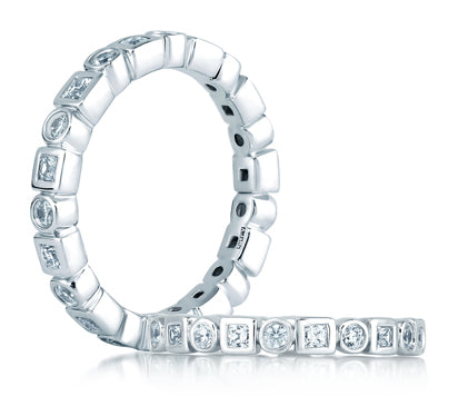 A.JAFFE METROPOLITAN ROUND AND PRINCESS ETERNITY ANNIVERSARY RING 0.61