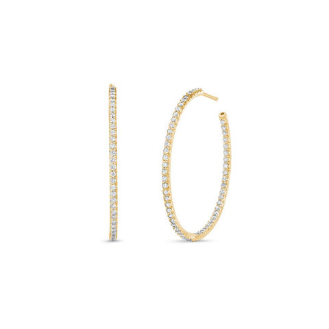 18K YELLOW GOLD DIAMOND INSIDE OUT HOOPS 1.10CT