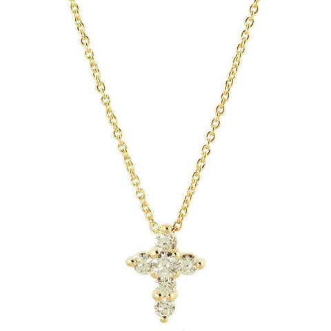 18K YELLOW GOLD & 0.20CT DIAMOND CROSS