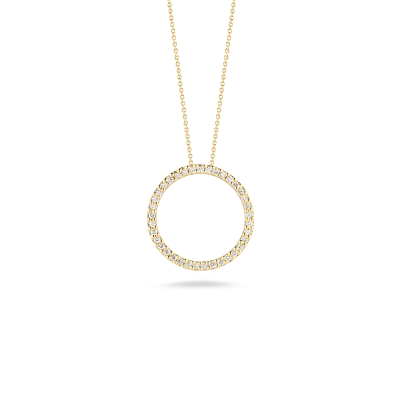 18K YELLOW GOLD TINY TREASURES MEDIUM DIAMOND CIRCLE PENDANT