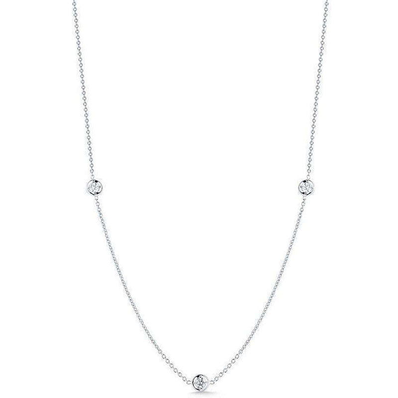 18K WHITEGOLD DIAMOND 3 STATION NECKLACE.14CT